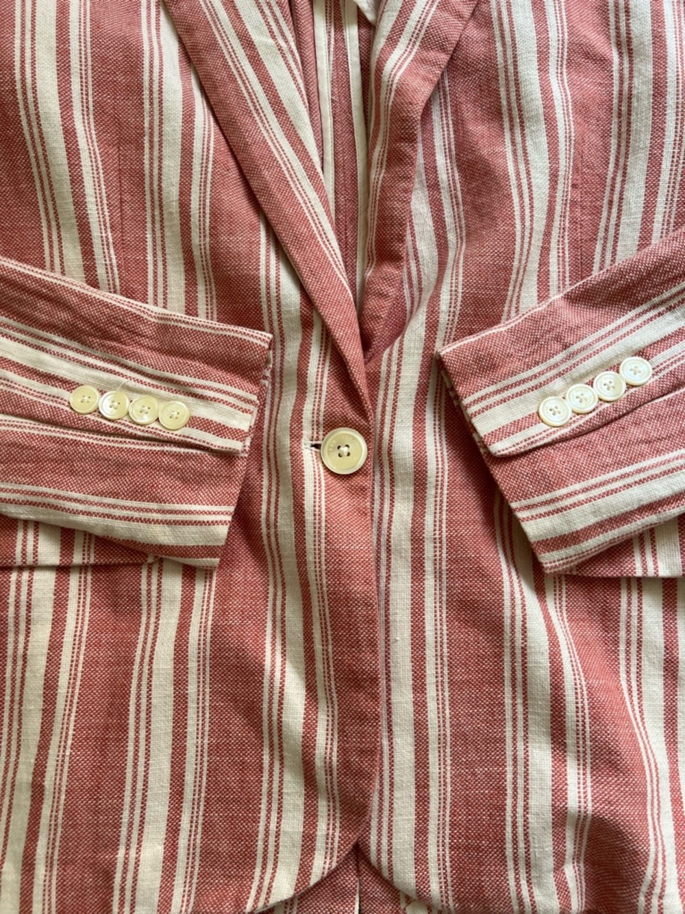 Lauren Ralph Lauren Light weight Striped Cotton Blazer Jacket Size 8 - Picture 7 of 12